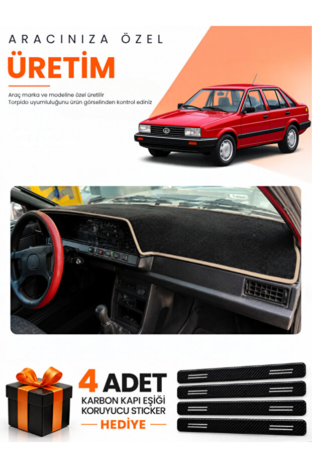 Volkswagen Passat B2 (1980-1988) Compatible Dashboard Protection Cover Auto Cover - Black-Beige - Vw014
