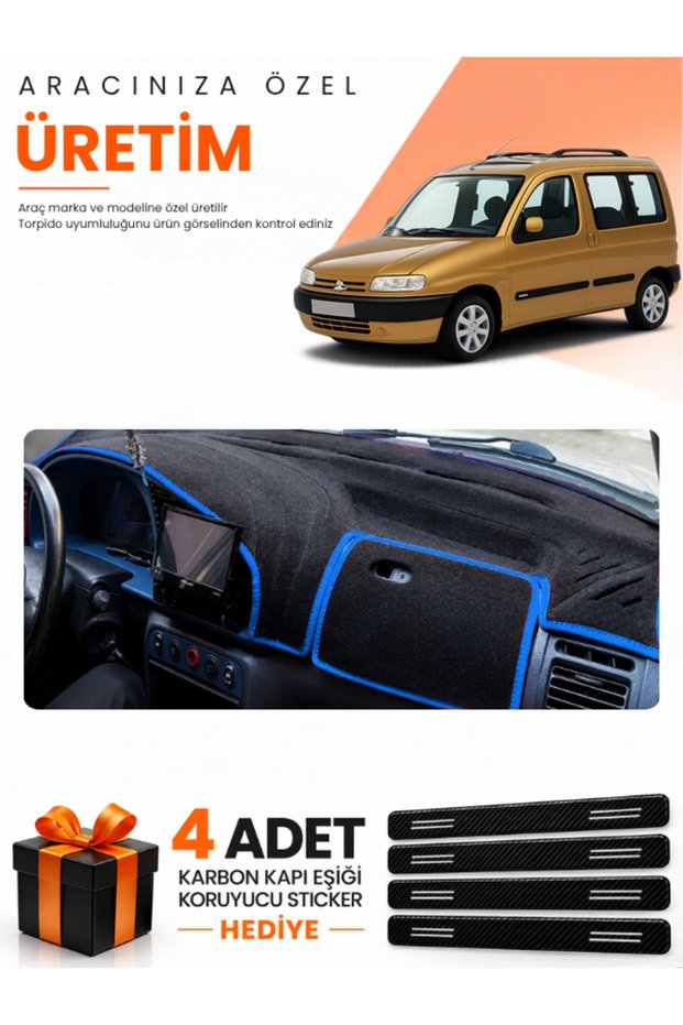Citroen Berlinco M49 (1996-2001) Compatible Torpedo Protection Cover Auto Cover - Black-Blue - Ci002