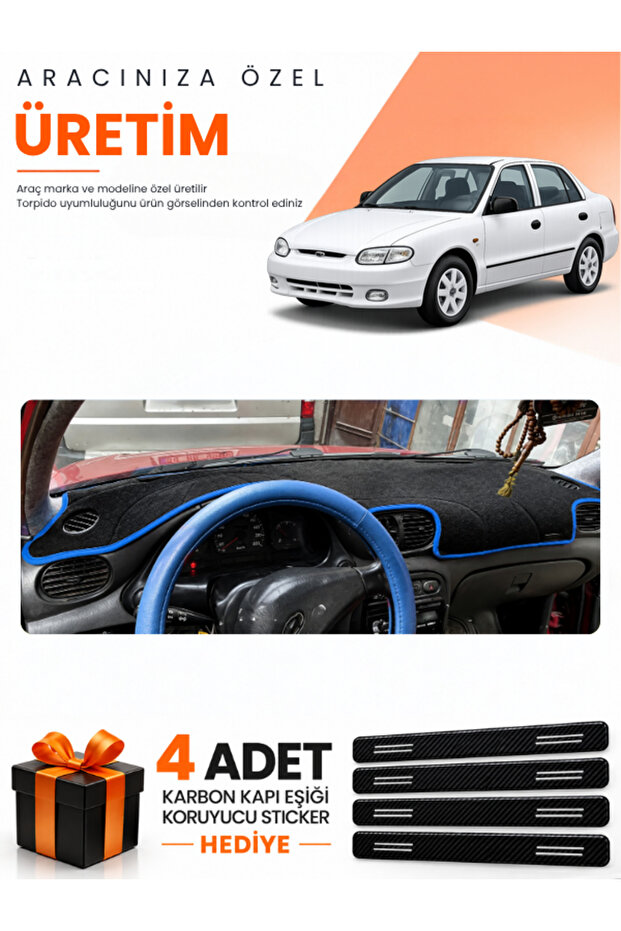 Hyundai Accent Egg Cage (1993-1999) Compatible Torpedo Protection Cover Auto Cover - Black-Blue - Hu008