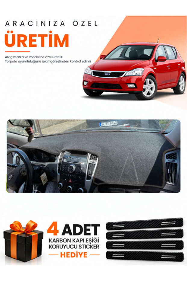 Kia Ceed (2006-2012) Compatible Dashboard Protection Cover Auto Cover - Black - Ki003