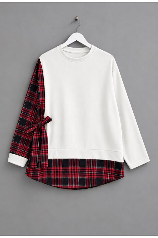 Women's Premium Plaid Decorated Side-Tie Tunic