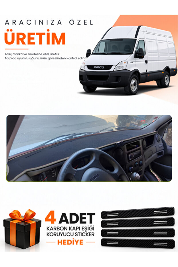 Iveco Daily (2011-2014) Compatible Dashboard Protection Cover Auto Cover - Black-Grey - Iv001