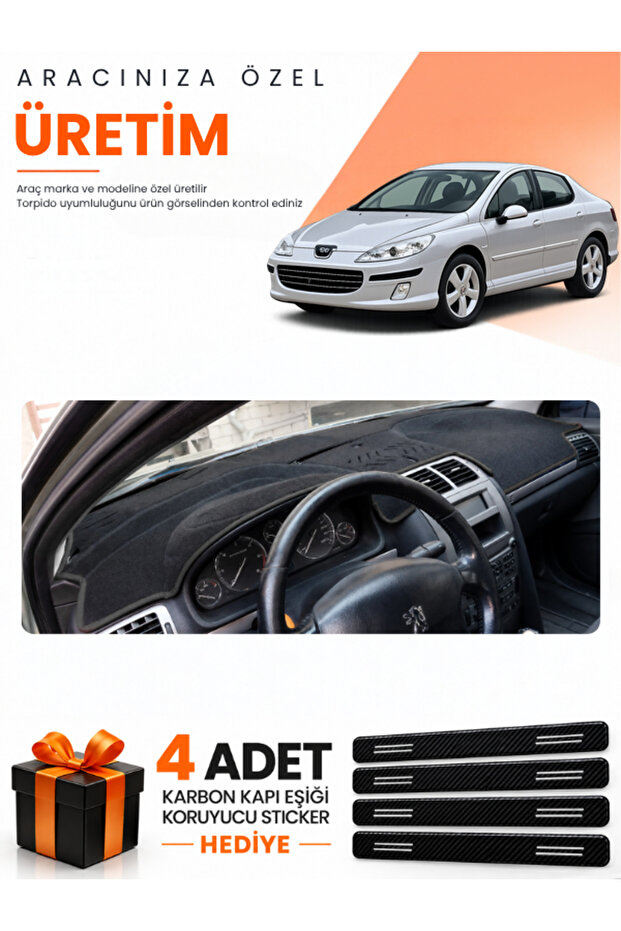 Peugeot 407 (2004-2010) Compatible Dashboard Protection Cover Auto Cover - Black - Pe018