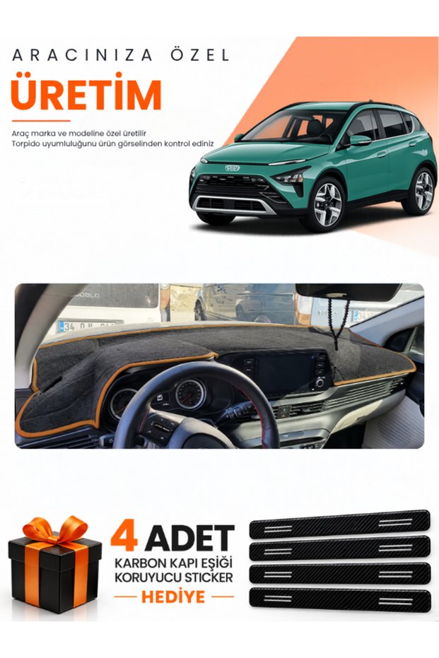 Hyundai Bayon (2021-2026) Compatible Torpedo Protection Cover Auto Cover - Black-Brown - Hu012