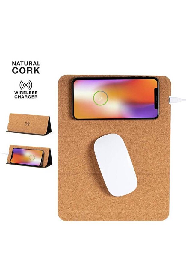 Debno - Cork Mouse Pad with 15W Wireless Charger, Natural
