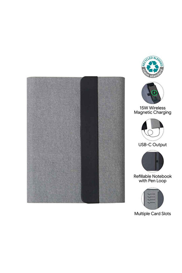 Bergmund - 10000mAh Magnetic 15W Magsafe Wireless Power Bank Folder - Grey