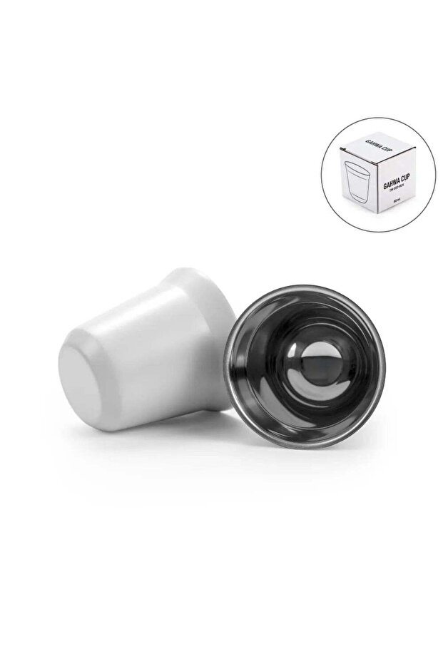 Gahwa Cups - Stainless Steel Arabic Coffee Cups, White