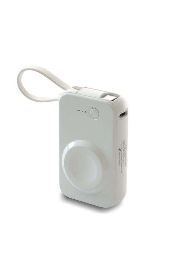 Mini Power 2,000mAh Mini Emergency Power Bank with Built-in Type-C Cable and Apple Watch Charger