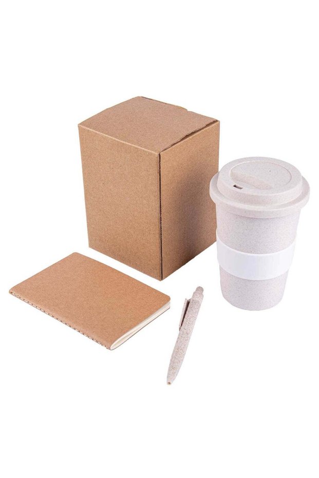 Korgan - Eco Set of Mug, FSC Notebook and Pen, Natural