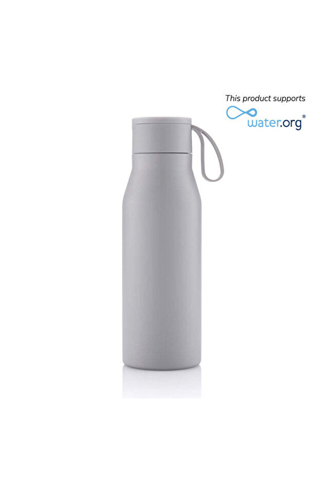 R-Nebra - Recycled Stainless Steel Vacuum Bottle with Loop - Grey