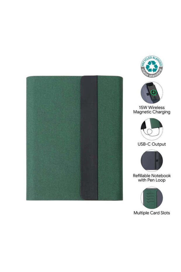 Bergmund - 10000mAh Magnetic 15W Magsafe Wireless Power Bank Folder - Green