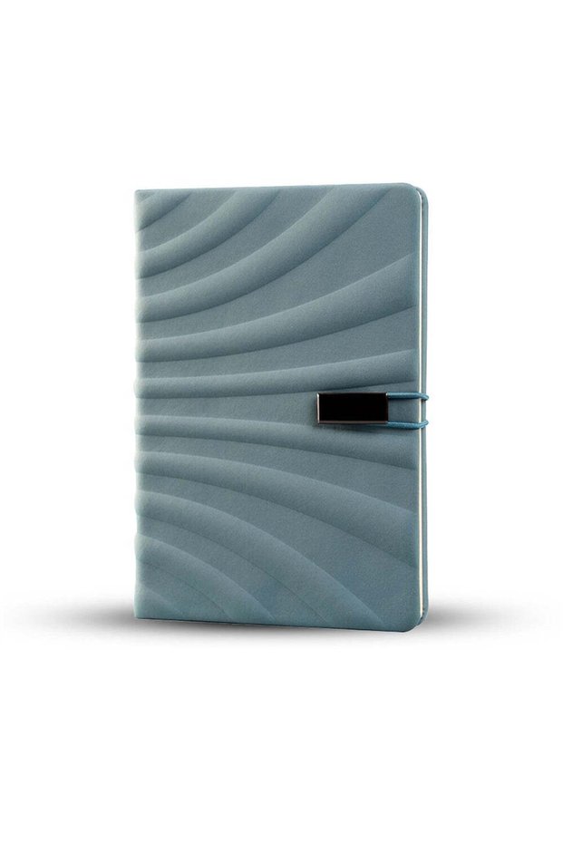 Sophi Note - A5 Notebook with Wavy Design and Elastic Closure, Blue
