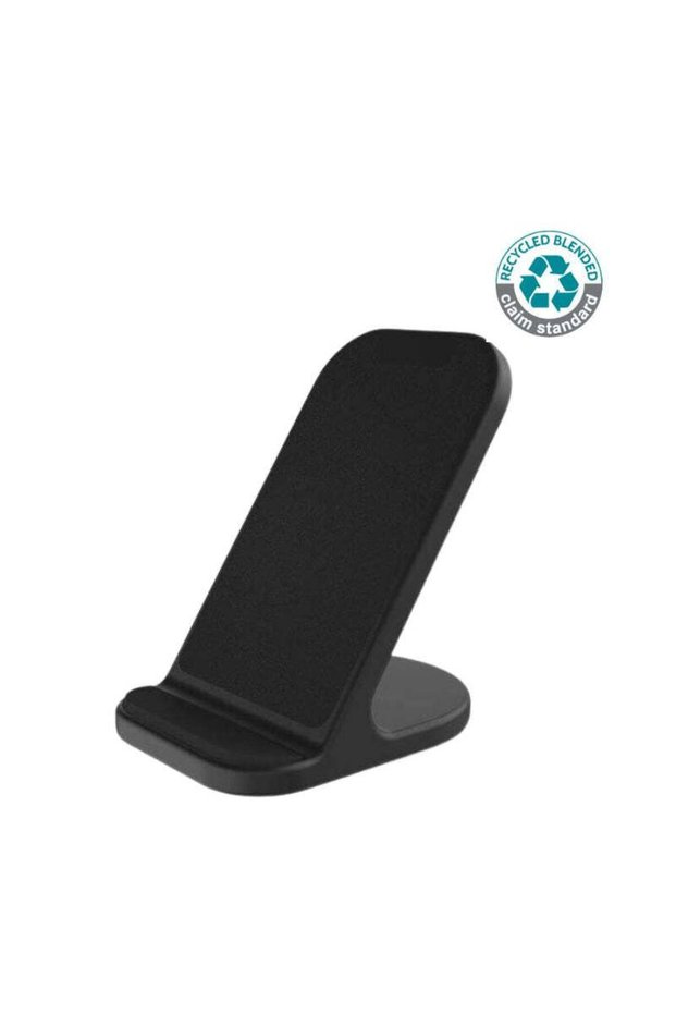 Basel - Recycled 10W Wireless Charger Phone Stand - Black