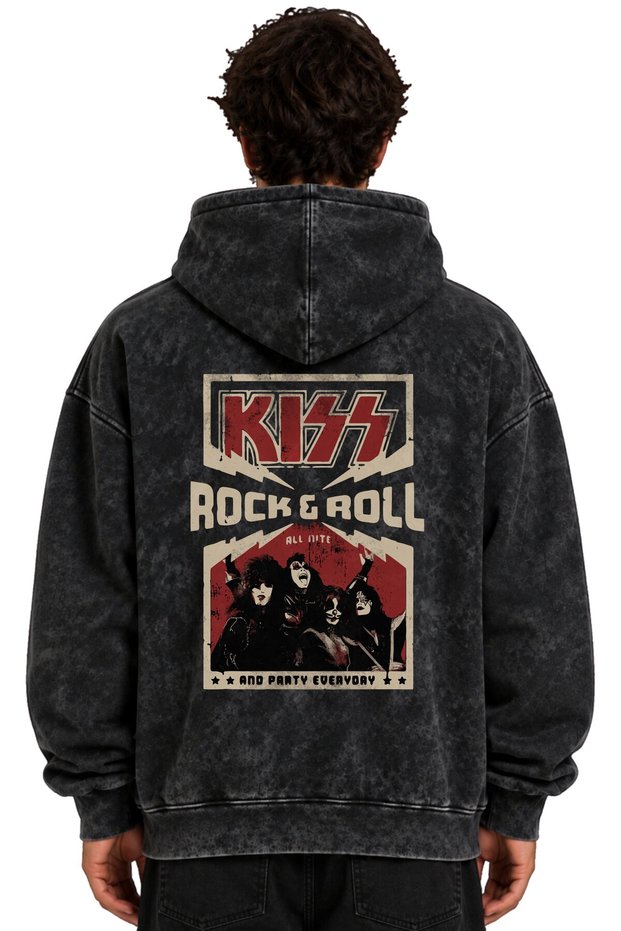 Kiss Rock Metal Music Band Printed Unisex Oversize Washable Hoodie Sweatshirt