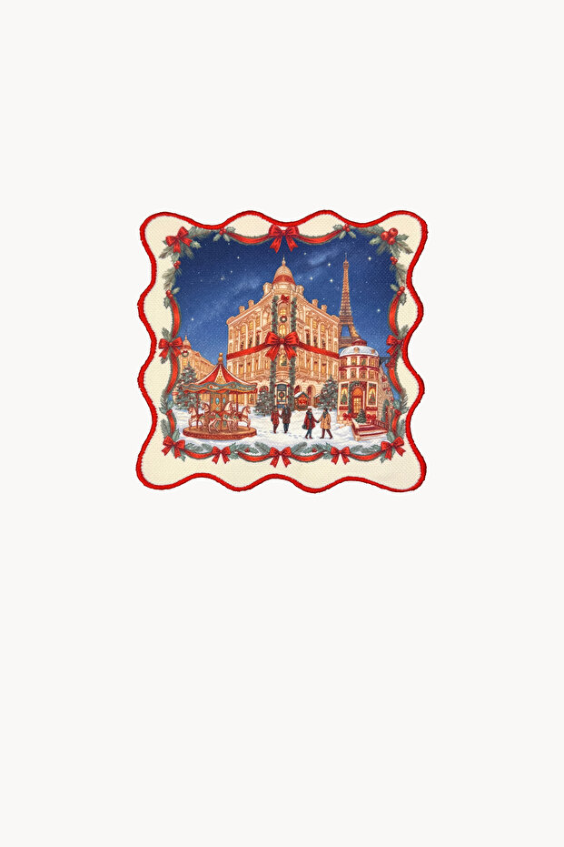 New Year's Dream Fair in Paris Embroidered Cocktail Napkin 1 Piece