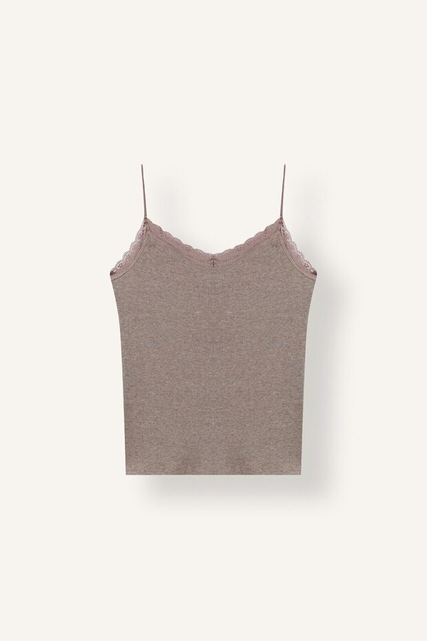 Lace Detailed Rope Strap Ribbed Basic Undershirt I8206Ax26Au