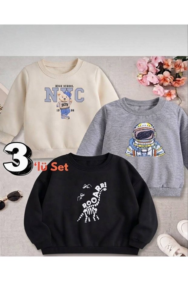 Boys' Nyc-Astronaut Printed 3-Piece Sweatshirt