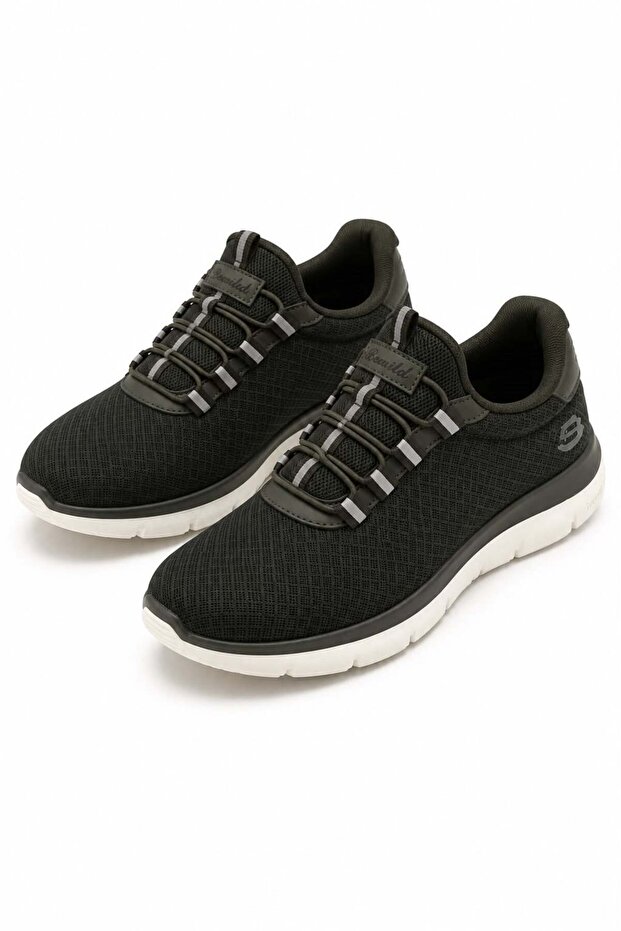 Khaki Mesh Breathable Fabric Orthopedic Sole Comfortable Form Lace-Up Sports Shoes