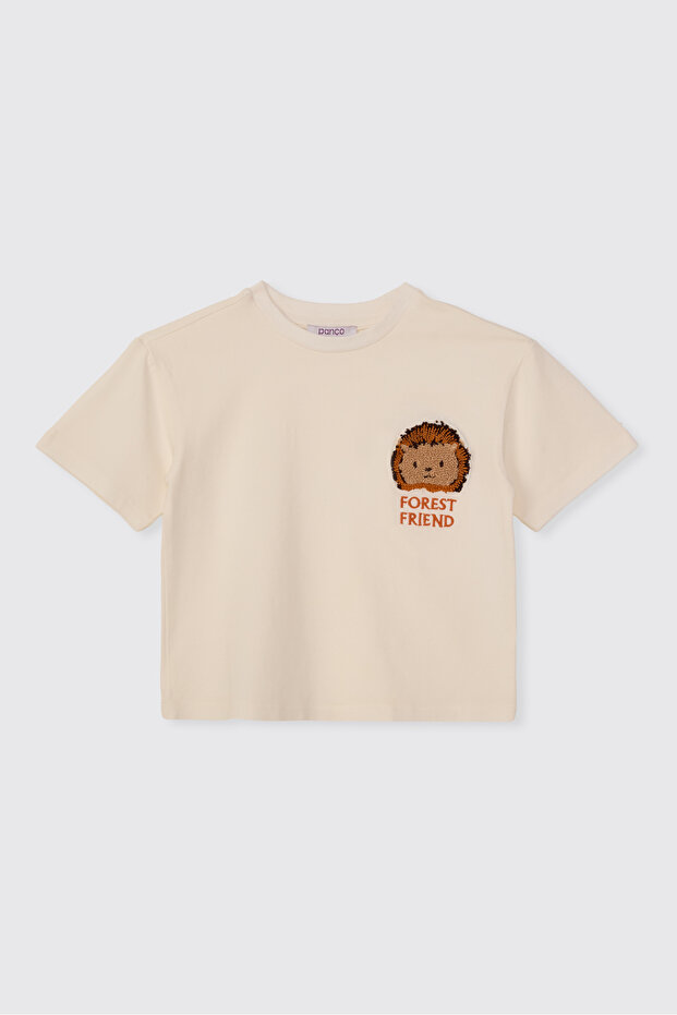 Baby Boy Süzene Embroidered Ecru T-Shirt