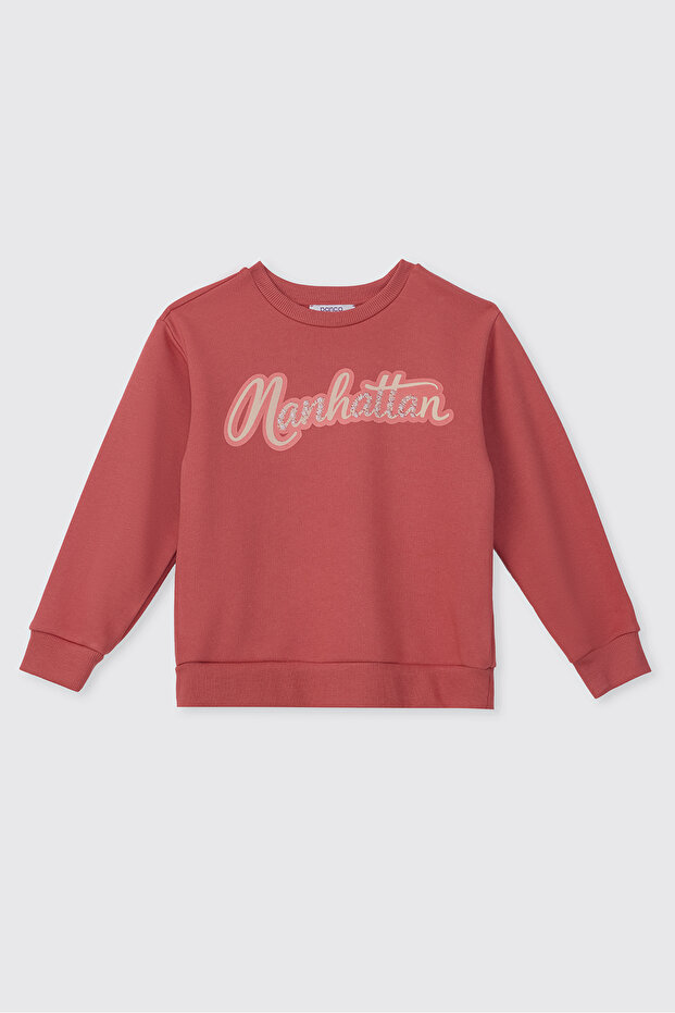 Girl's Printed Rose Sweatshirt