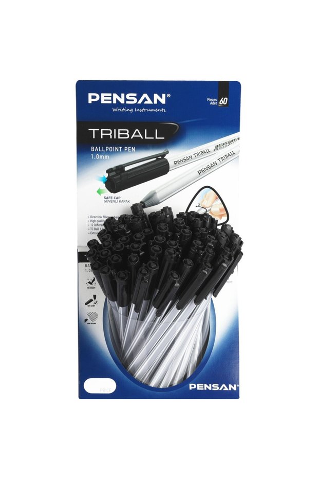 Triball Ballpoint Pen Black 60 Pieces Stand