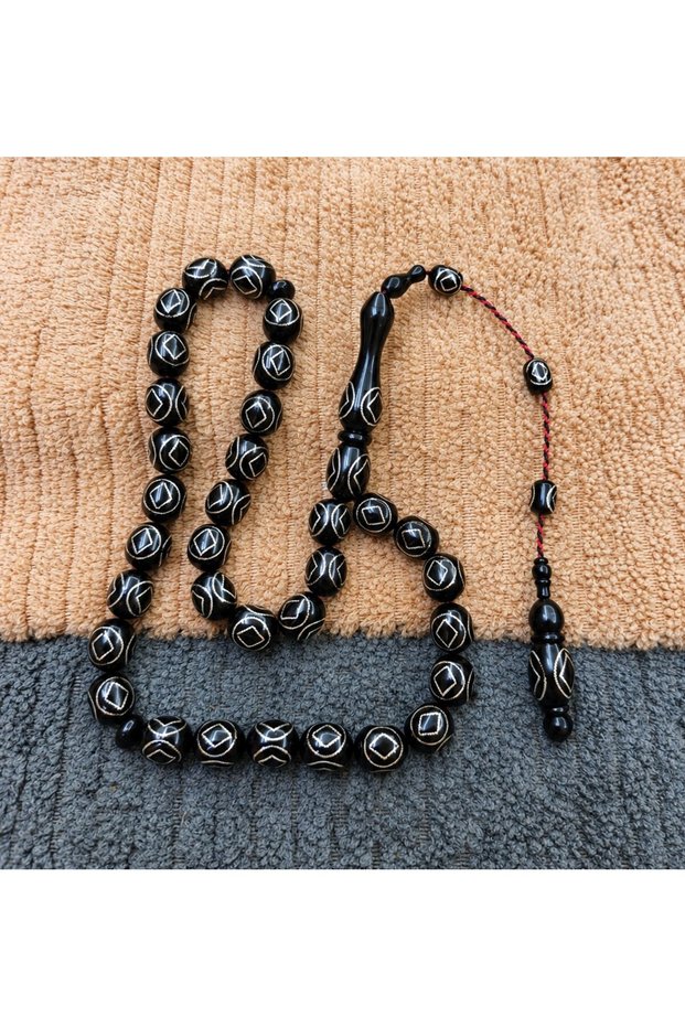 Special Silver Inlaid Handcrafted System Tassel-Adorned Kuka Prayer Beads