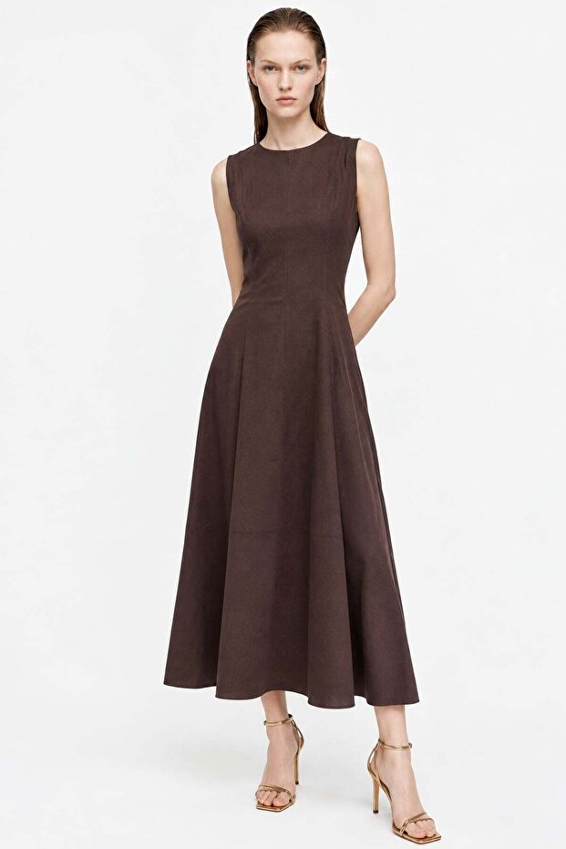 Women's Sleeveless Flared Denim Maxi Dress