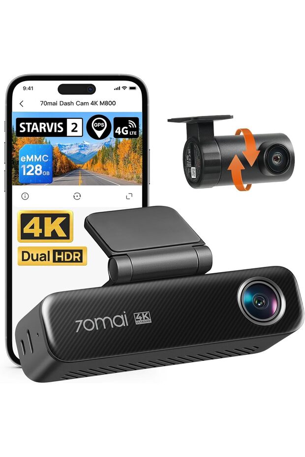 Car Dash Cam 4K M800 Front/Rear, STARVIS 2 IMX678, eMMC-128GB