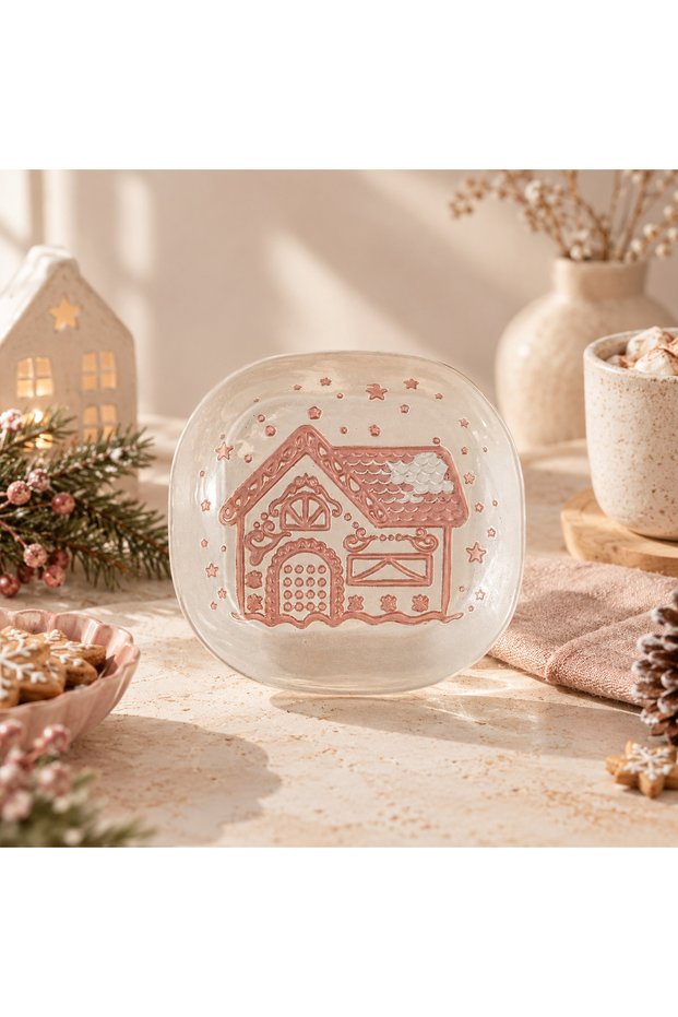 Pink Home Glass Decorative Snack Bowl Sauce Bowl Serving Presentation Plate 15 cm
