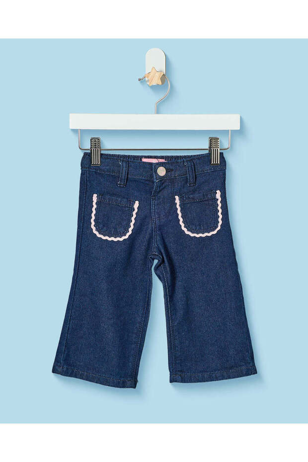 Infant Girls Navy Wide Leg Jeans