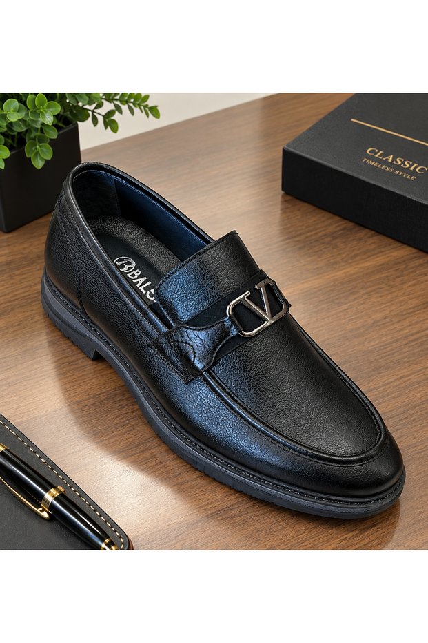 1953 Black Genuine Leather Laceless Casual Classic Men's Shoes