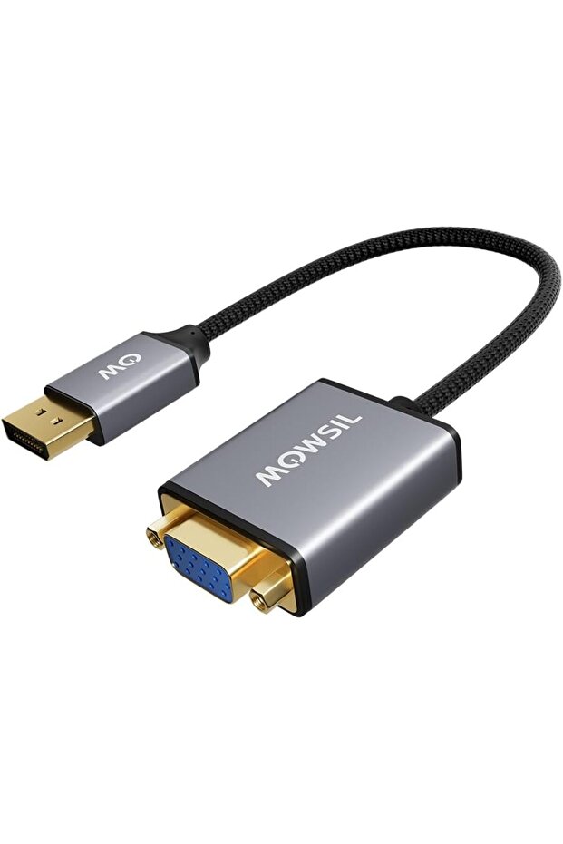 DisplayPort to VGA Adapter – Full HD 1080p @ 60Hz Active Converter, Gold-Plated Connector, Aluminum Alloy Shell, Plug & Play DP to VGA Display Adapter for PC, Laptop, Monitor & Projector