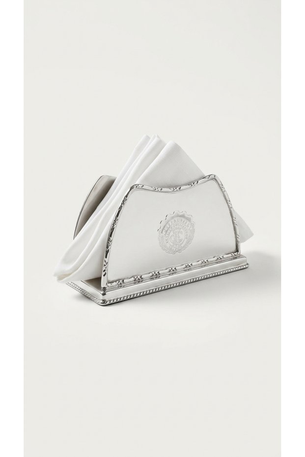 Nickel Plated Embossed Classic Metal Napkin Holder Table Accessory (16.5X5X9 cm)