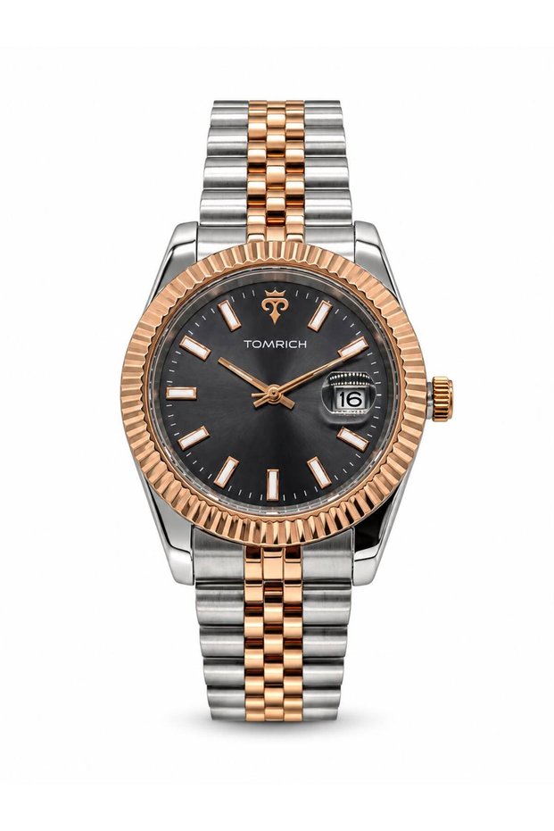 VANTAGE TRS2543 Men’s Analog Quartz Watch, Black Dial, Sapphire Glass, Date Display & Two-Tone Stainless Steel Bracelet