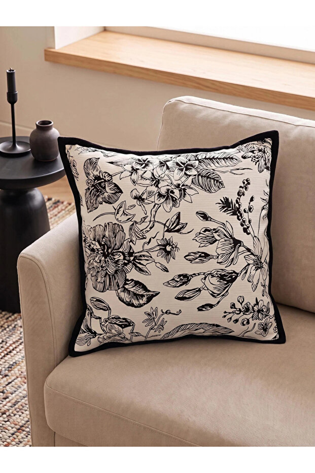 Floral Cushion Cover - 45X45Cm, Grey