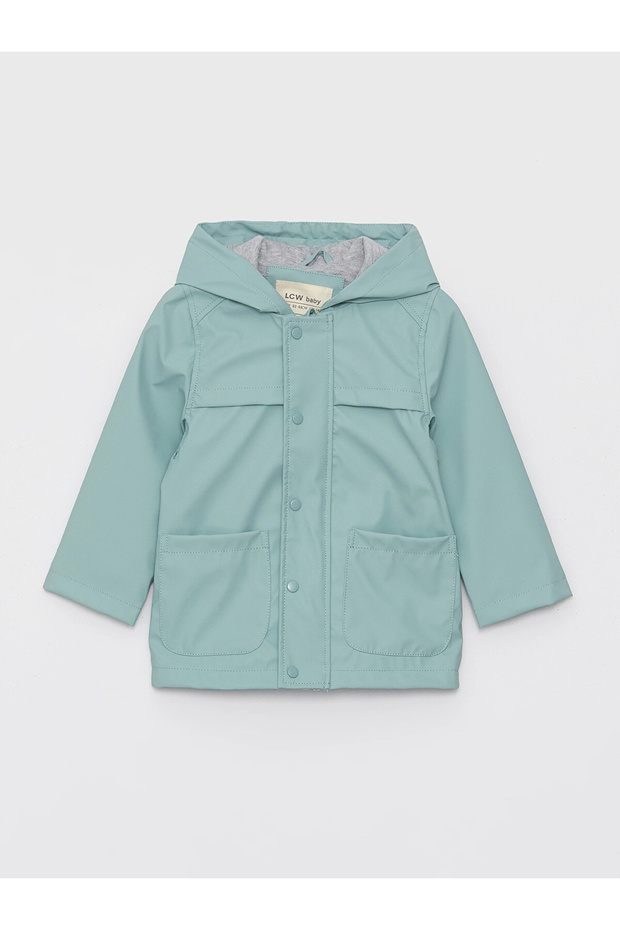 Green Hooded Long Sleeve Baby Boy Raincoat