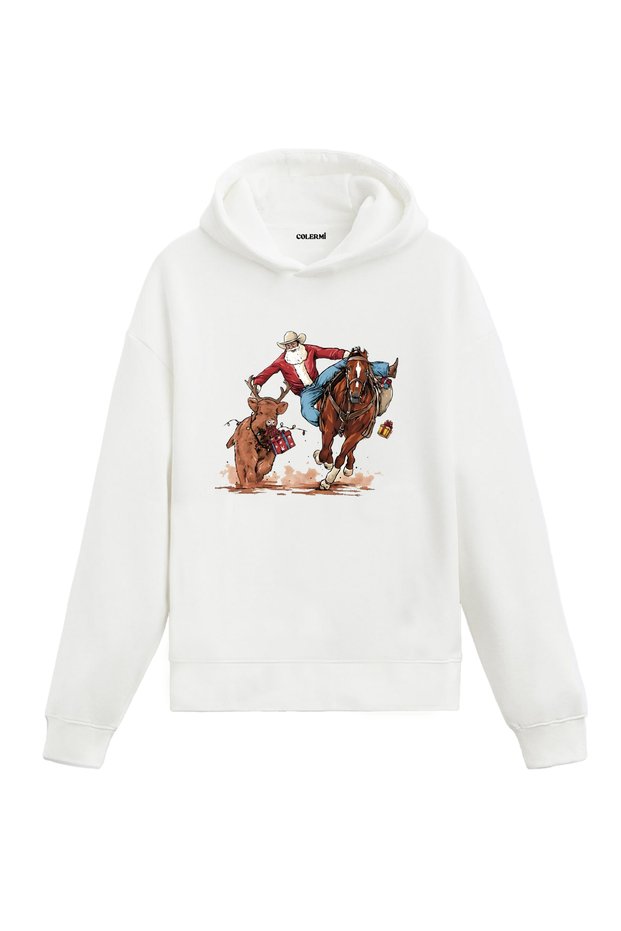Christmas Cowboy Design Hooded Sweatshirt