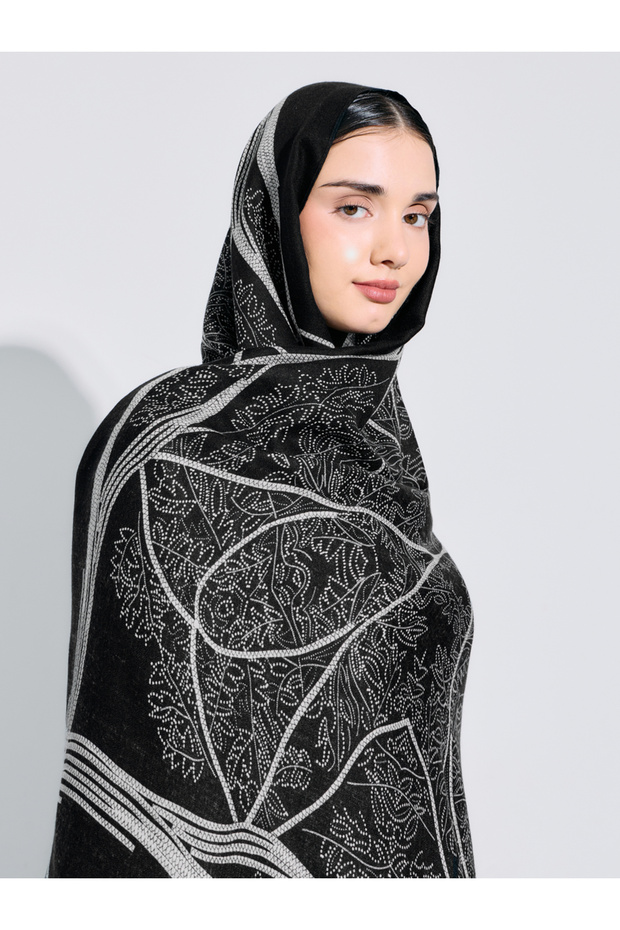 Black All Over Print Hijab 85x180 cm