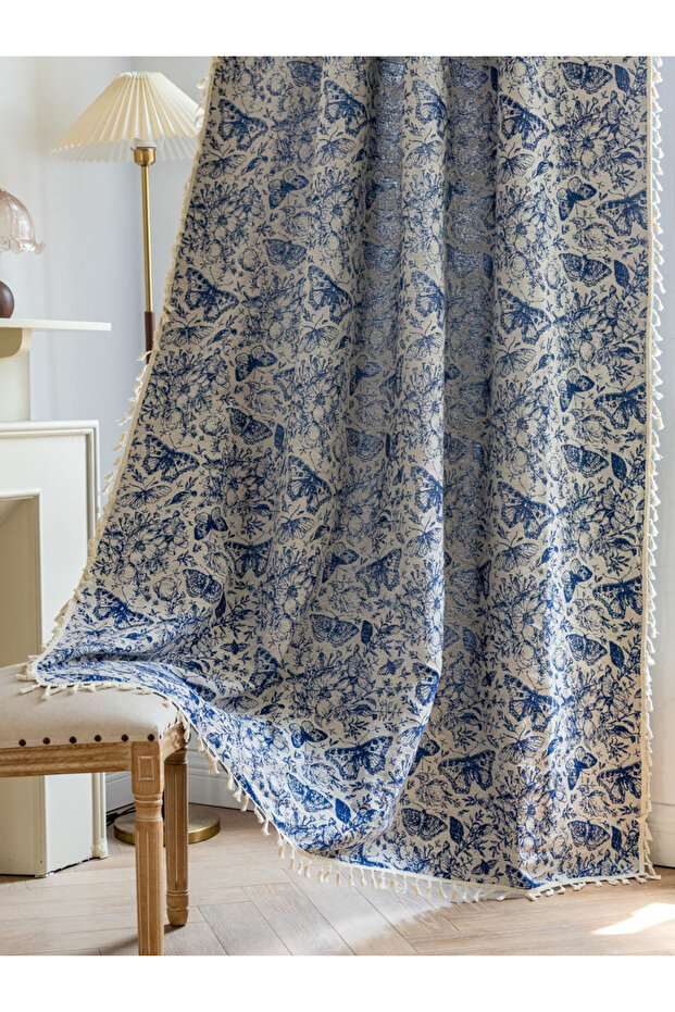 Butterfly Print Non Black-Out Curtains, 150x240cm
