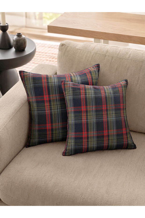 Pack of 2 - Plaid Cushion Cover, 45x45cm