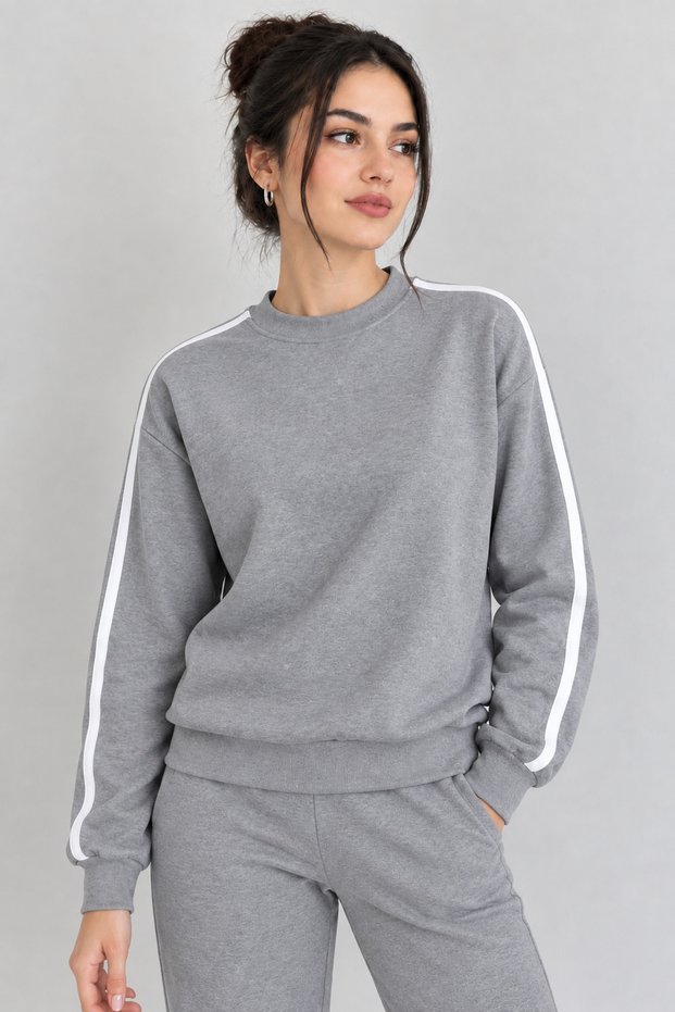 Women's Striped Detsyli Crewneck Sweatshirt with Pockets