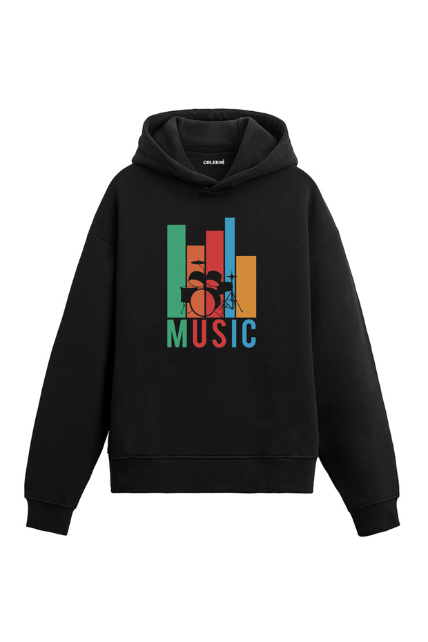 Retro Drum Music Design Hooded Sweatshirt