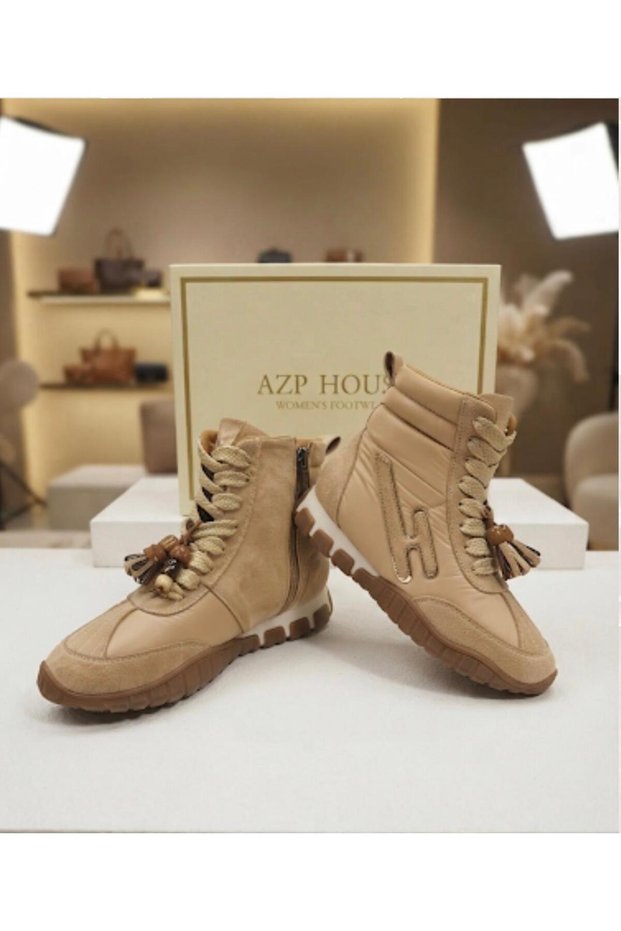 Boots with Laces and Fasteners, Parachute-Style, and Sweet Processed.