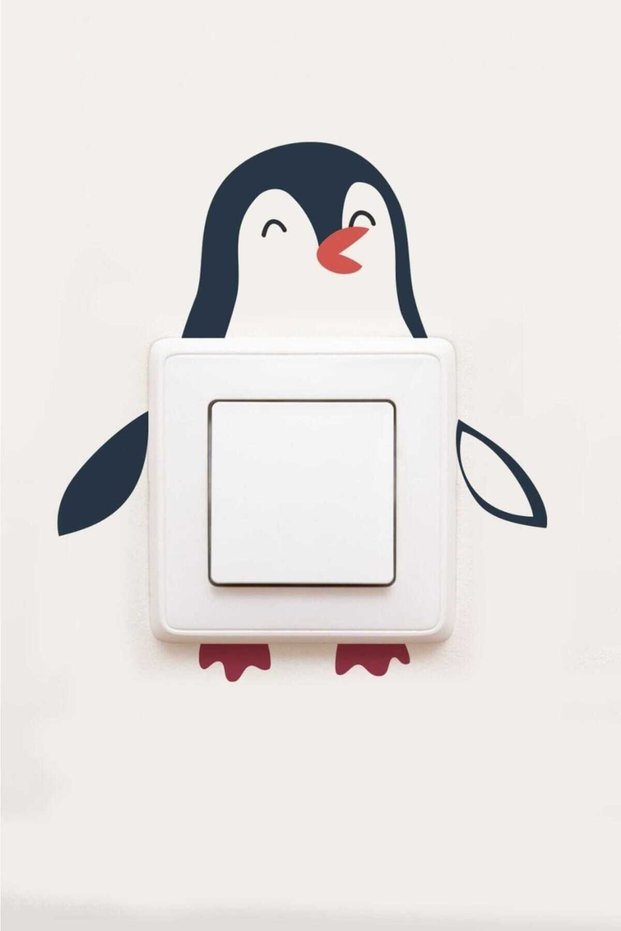 Decorative Talking Penguin Wall Socket Sticker 14X13 cm