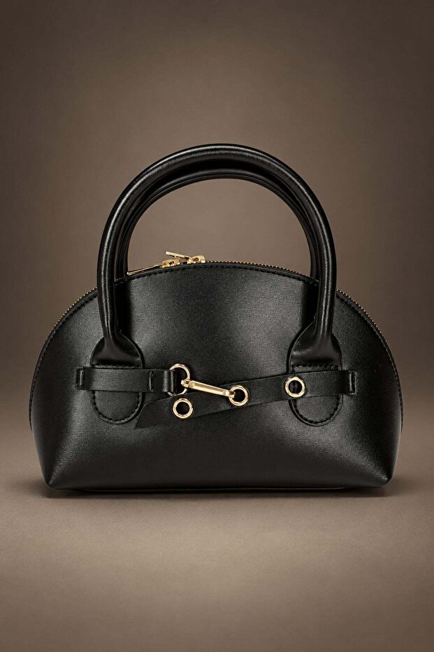 Oval Shape Women's Handbag with Belt Detail