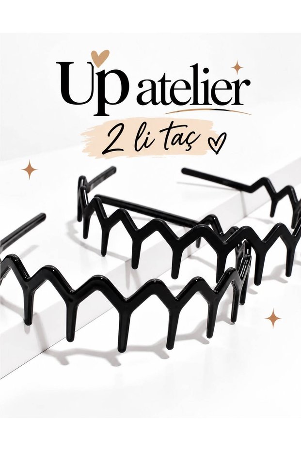 Zigzag 2-Piece Scalloped Crown Black 2 Pieces