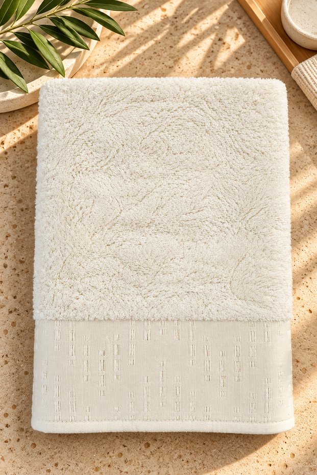Jakar Bordered Bamboo Bath & Body Towel Cream 70 X 140