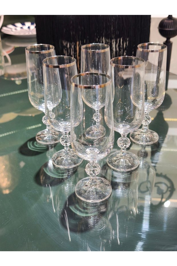 Crystal Silver Mouthpiece 6-Piece Coffee or Water Cup Set 180 Cc