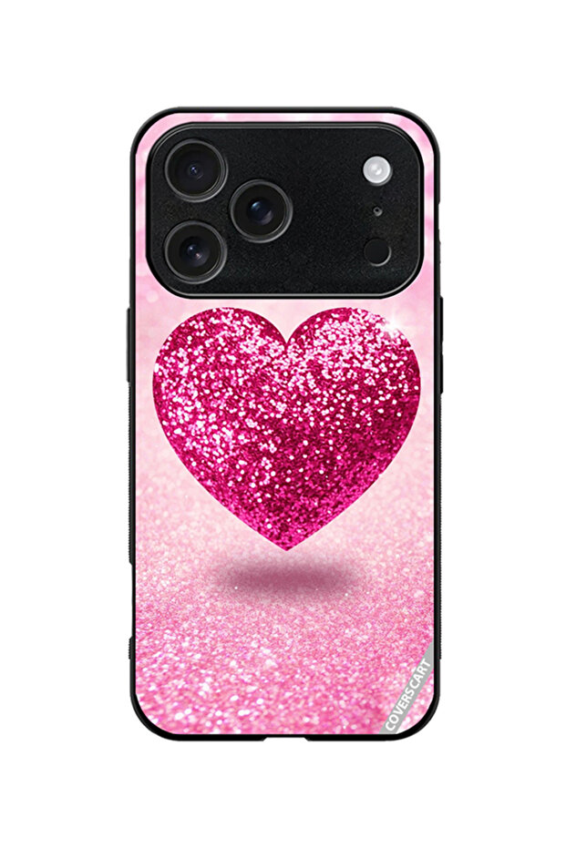 Protective Case Cover for Apple iPhone 18 Pro Pink Glitter Heart Design Pink