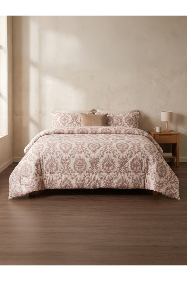 4-Piece Printed Comforter Set with Bedsheet and Pillow Covers, Light Pink